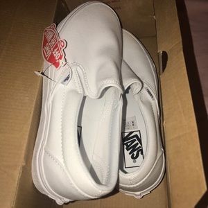 White Slip On Vans